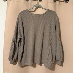 Cozy Gray Waffle Knit Sweater